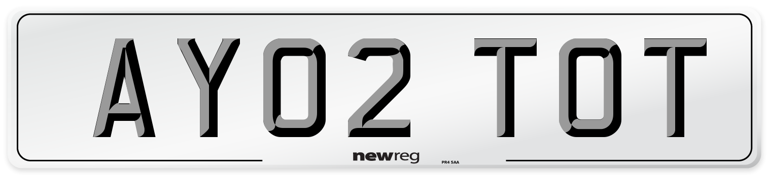 AY02 TOT Number Plate from New Reg